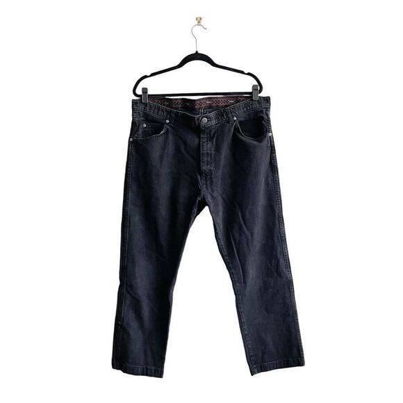 Wrangler Mens Denim Dark Wash Straight Jeans Black 40x29 - Picture 2 of 10